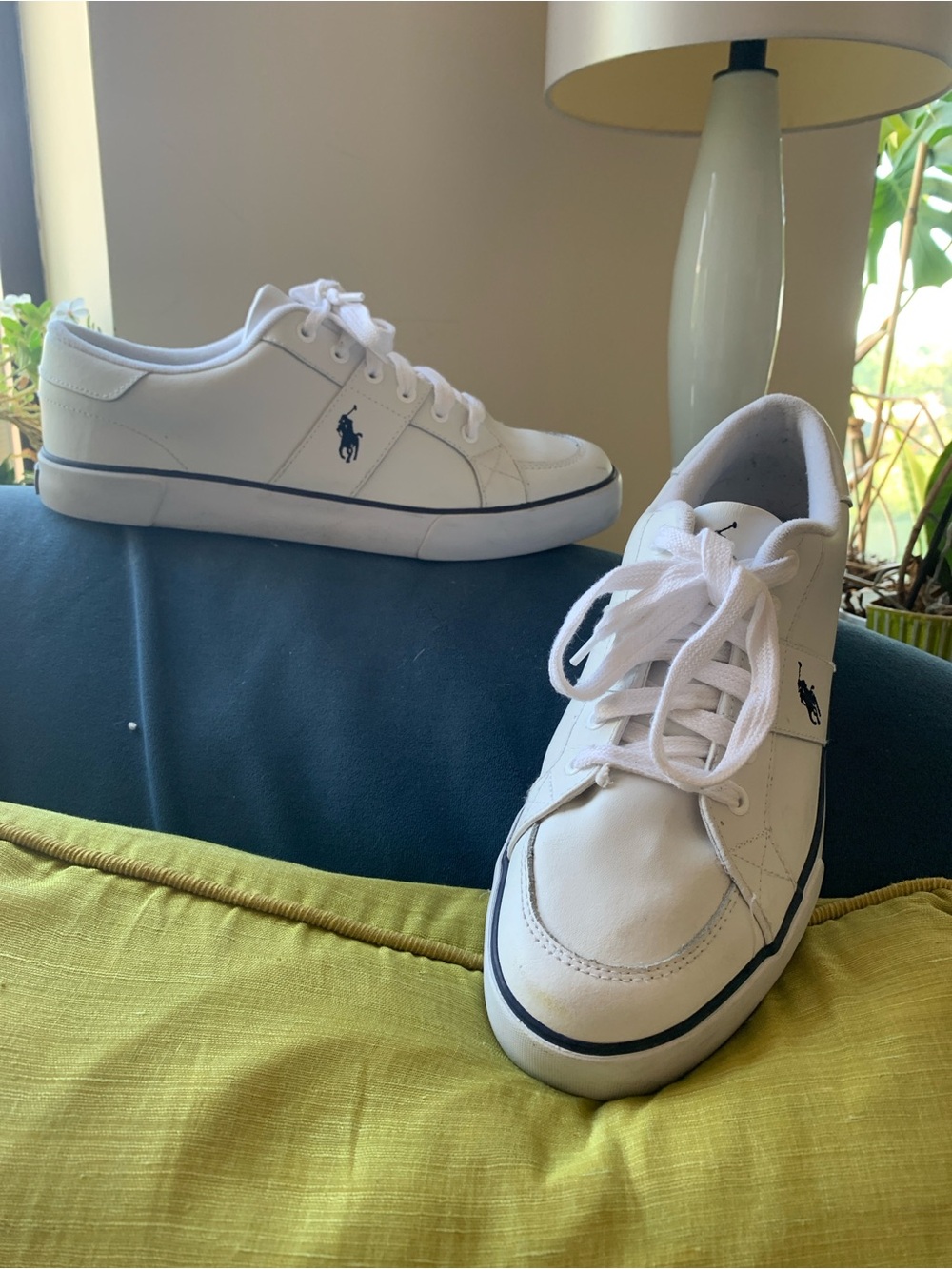 Polo by Ralph Lauren White Leather Low-Top Sneakers - Size 11D